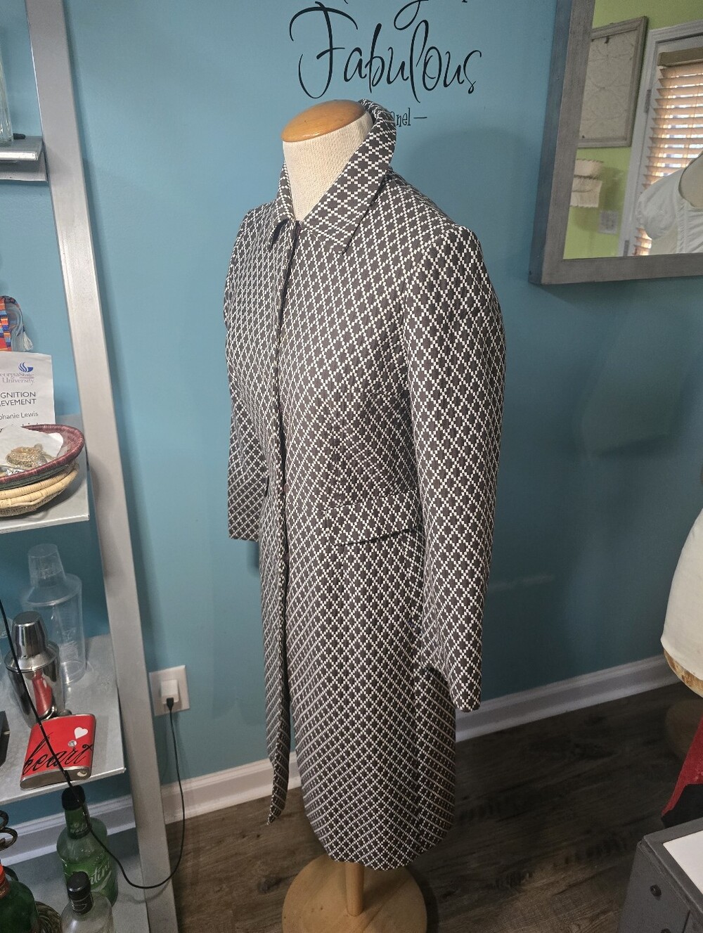 Tahari Brown and White Pixel-Check Jacket - Picture 2 of 6